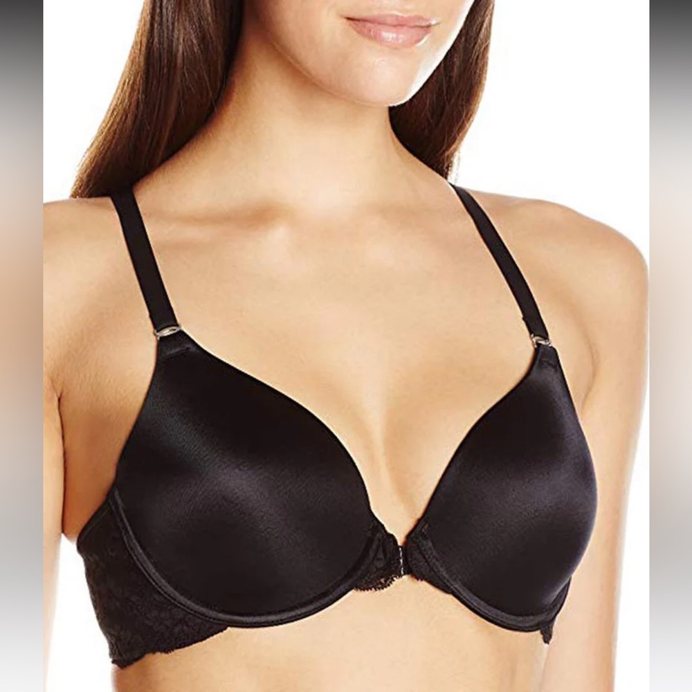 MAIDENFORM Black One Fab Fit Front Closure Lace T-Back Bra 07112 38DD